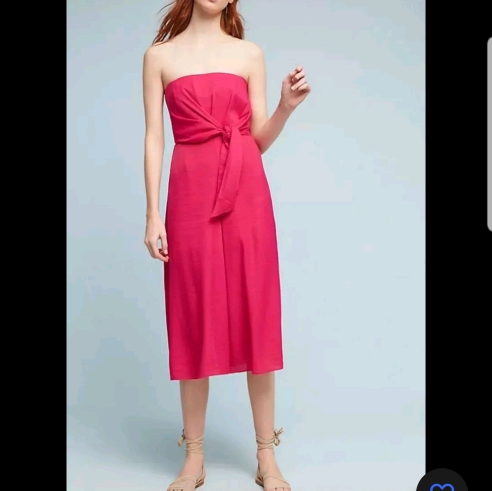 Meave Anthropologie $148 Pink Strapless Brin Jumpsuit By Meave Size 2 - Picture 13 of 16